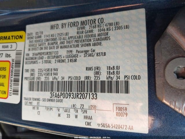 2018 FORD FUSION TITANIUM 9