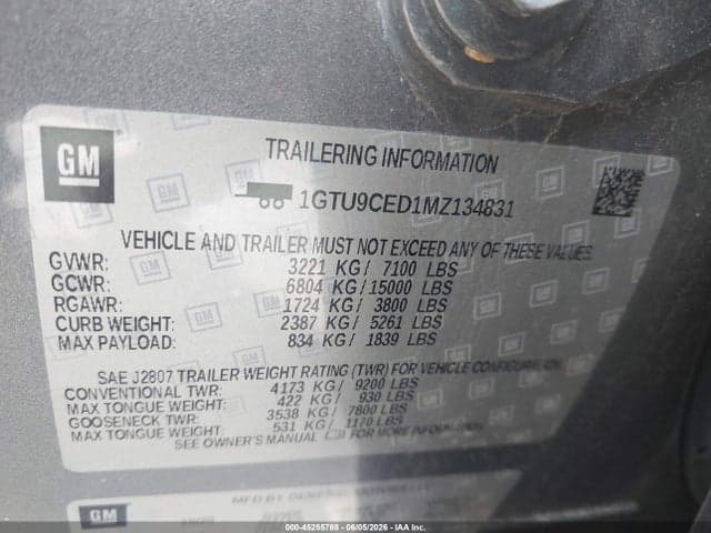 2021 GMC SIERRA 1500 4WD SHORT BOX ELEVATION 9