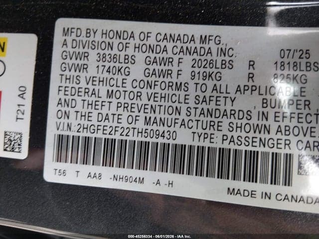 2026 HONDA CIVIC LX 9