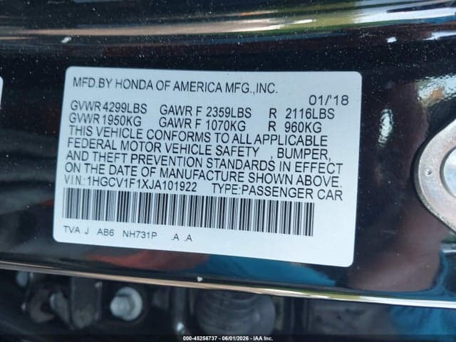2018 HONDA ACCORD LX 9