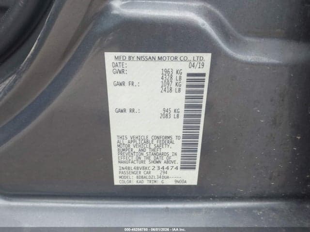 2019 NISSAN ALTIMA 2.5 S 9