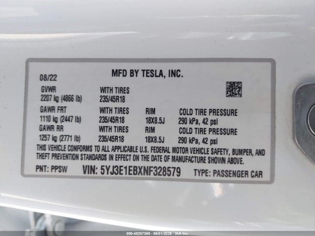 2022 TESLA MODEL 3 LONG RANGE DUAL MOTOR ALL-WHEEL DRIVE 9