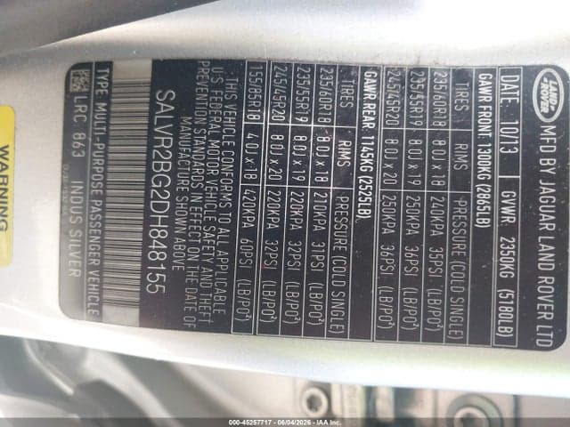 2013 LAND ROVER RANGE ROVER 9