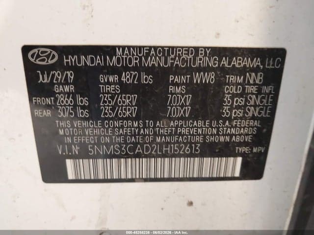 2020 HYUNDAI SANTA FE SEL 9