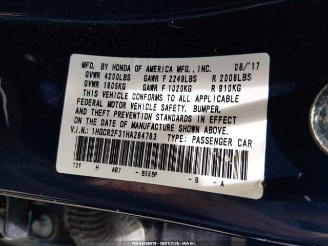 2017 HONDA ACCORD LX 9