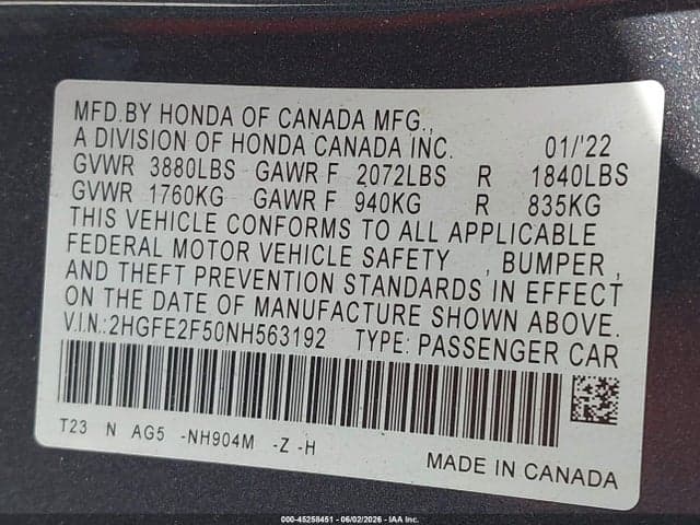 2022 HONDA CIVIC SPORT 9