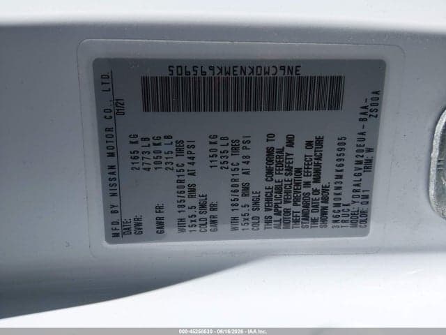 2021 NISSAN NV200 CARGO SV XTRONIC CVT 9