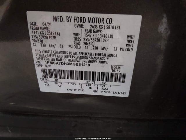 2021 FORD EXPLORER XLT 9