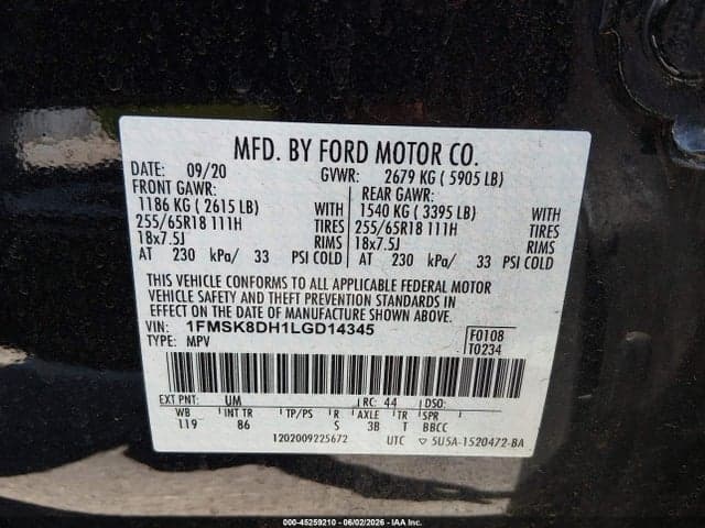 2020 FORD EXPLORER XLT 9