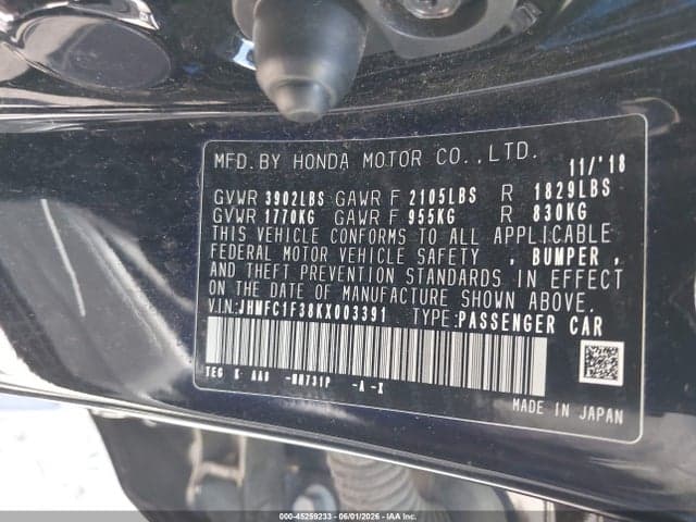 2019 HONDA CIVIC EX 9