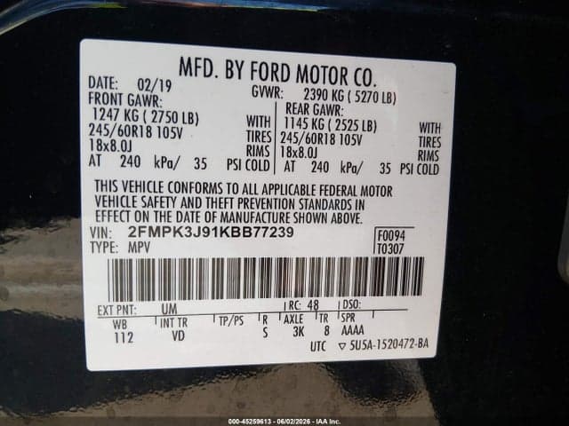 2019 FORD EDGE SEL 9