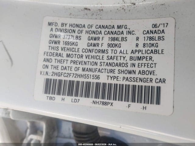 2017 HONDA CIVIC EX 9