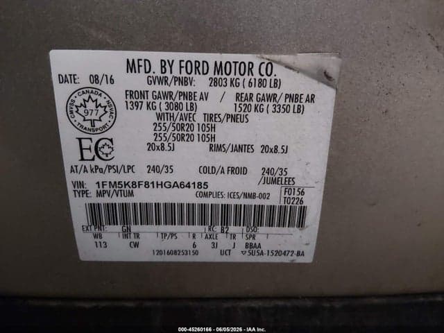 2017 FORD EXPLORER LIMITED 9