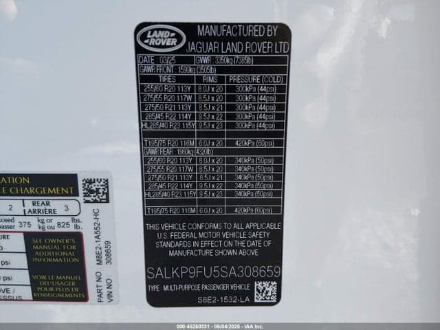 2025 LAND ROVER RANGE ROVER 9