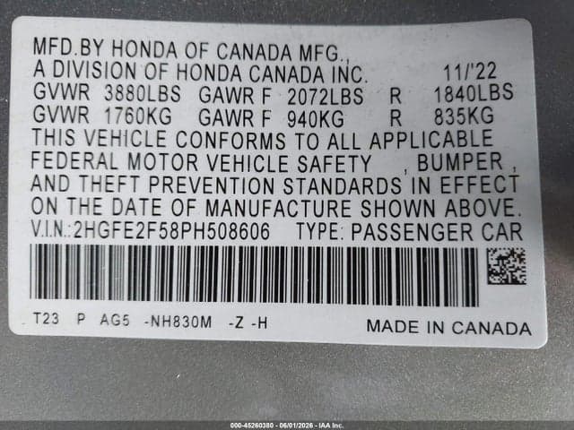 2023 HONDA CIVIC SPORT 9