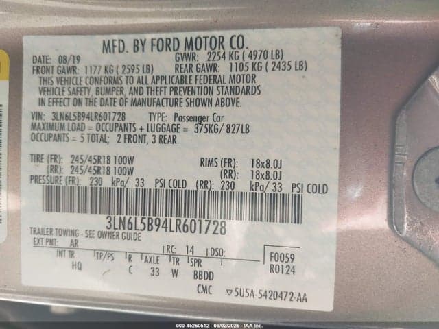 2020 LINCOLN MKZ STANDARD 9