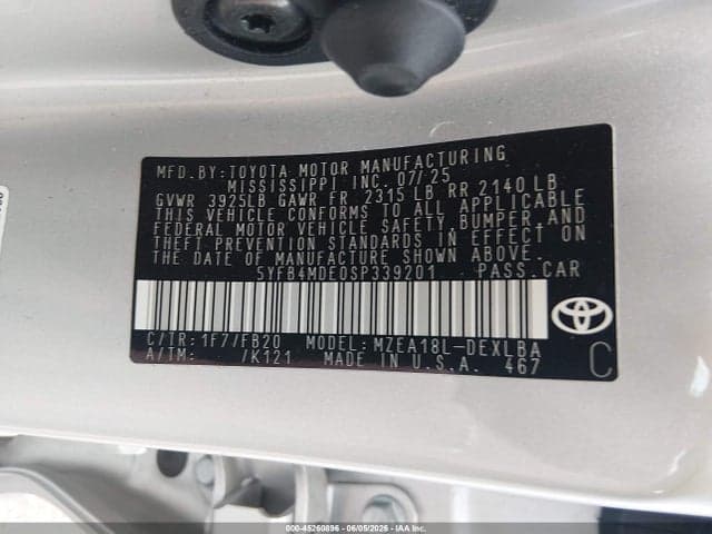 2025 TOYOTA COROLLA LE 10