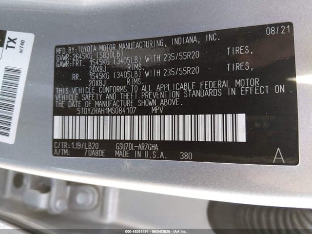 2021 TOYOTA HIGHLANDER LIMITED 9