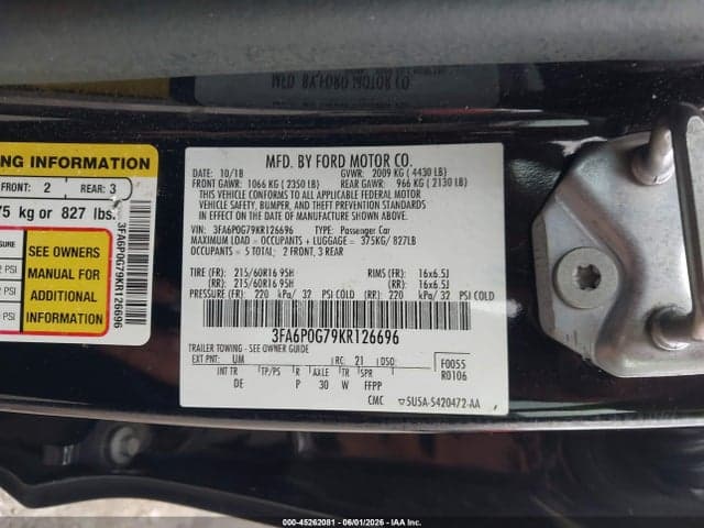 2019 FORD FUSION S 9