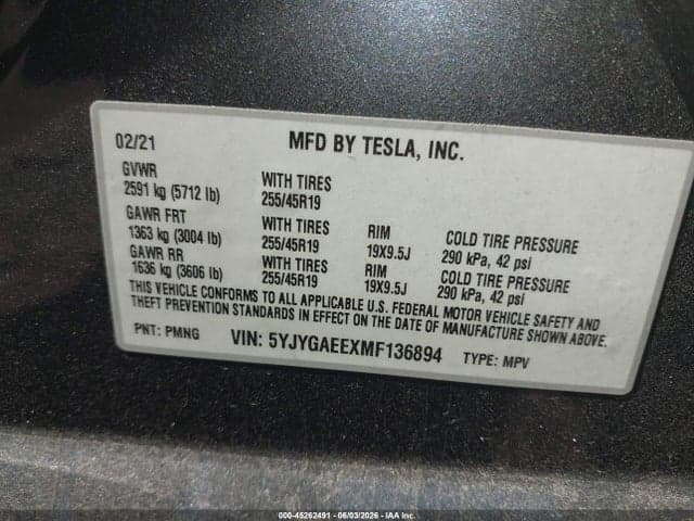 2021 TESLA MODEL Y LONG RANGE DUAL MOTOR ALL-WHEEL DRIVE 9