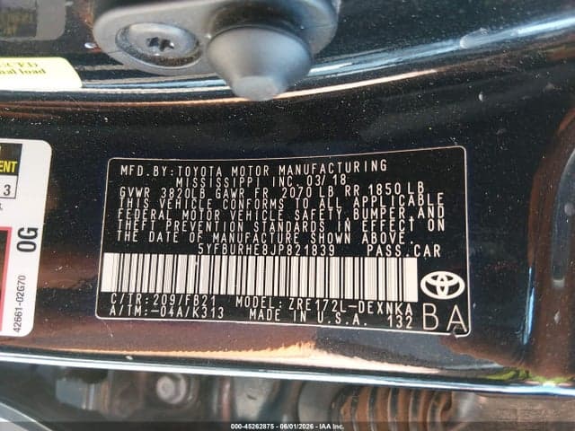 2018 TOYOTA COROLLA LE 9