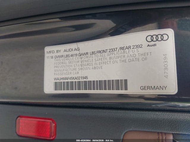 2019 AUDI A4 40 PREMIUM 9