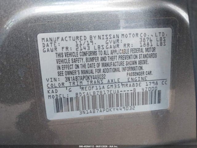 2019 NISSAN SENTRA S 9