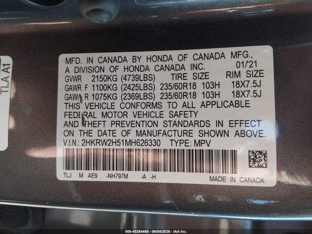 2021 HONDA CR-V AWD EX 9