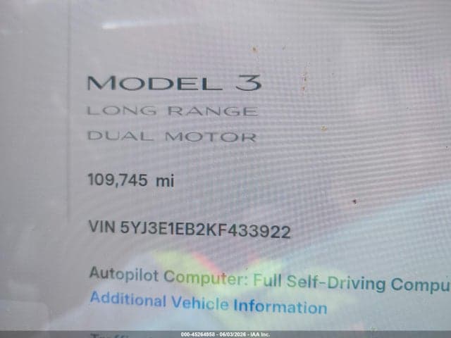 2019 TESLA MODEL 3 LONG RANGE/PERFORMANCE 16
