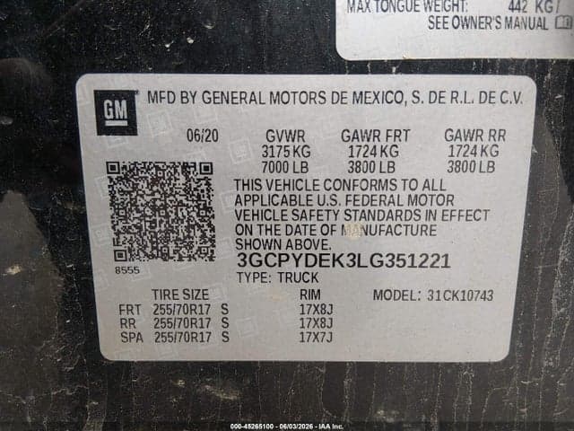 2020 CHEVROLET SILVERADO 1500 4WD STANDARD BED LT 9