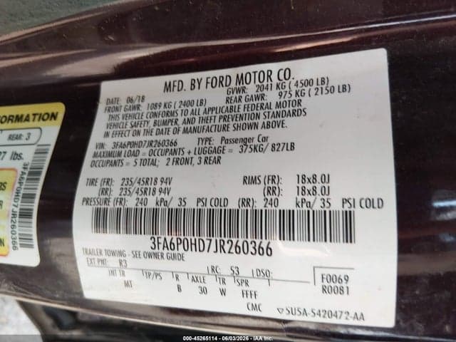 2018 FORD FUSION SE 9