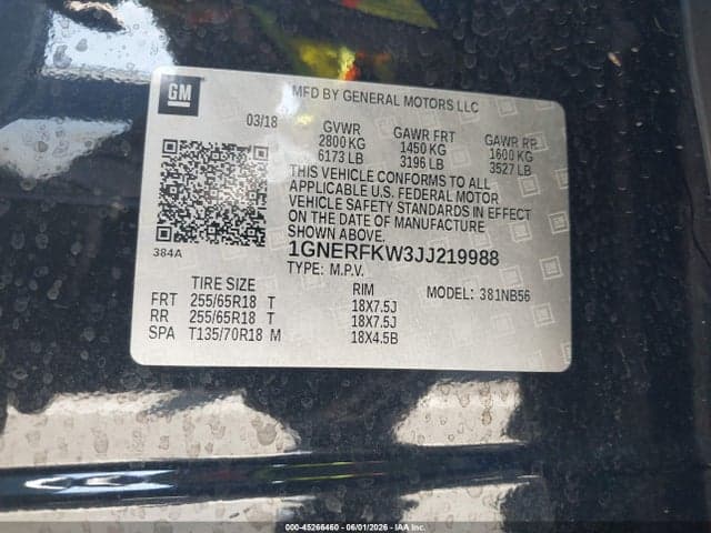 2018 CHEVROLET TRAVERSE LS 9