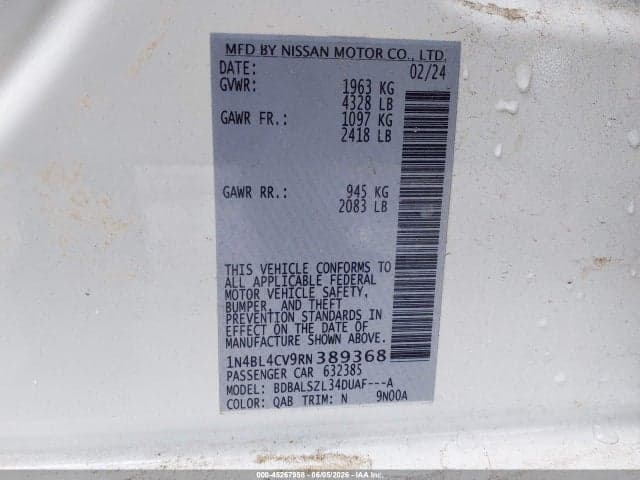 2024 NISSAN ALTIMA SR FWD 9