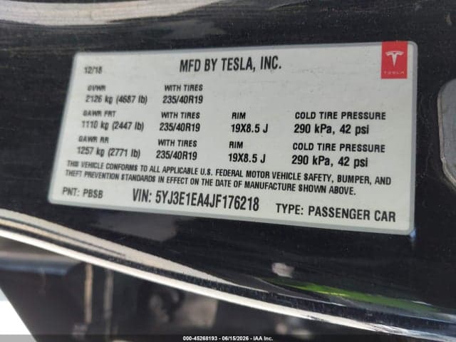 2018 TESLA MODEL 3 LONG RANGE/MID RANGE 9