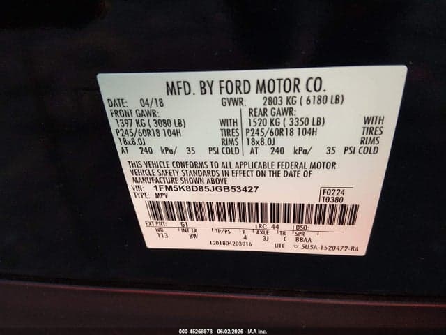 2018 FORD EXPLORER XLT 9