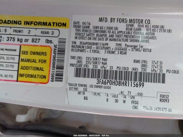 2017 FORD FUSION SE 9