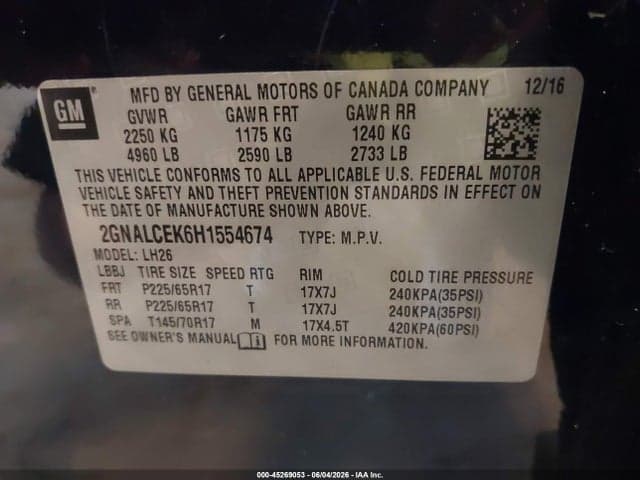 2017 CHEVROLET EQUINOX LT 9