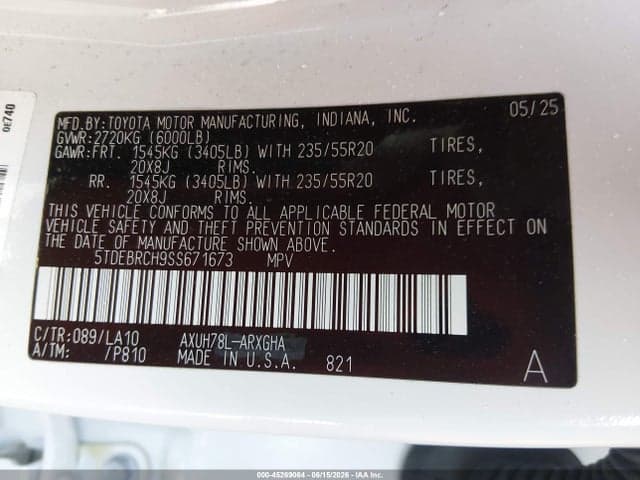 2025 TOYOTA HIGHLANDER HYBRID PLATINUM 9