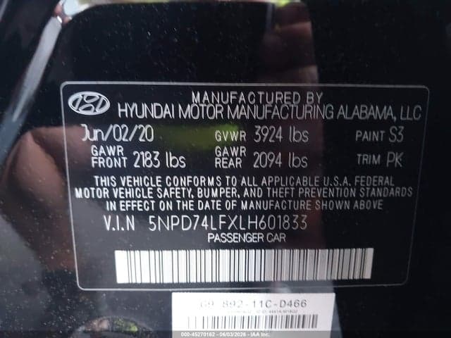 2020 HYUNDAI ELANTRA SE 9