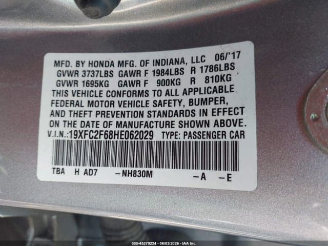 2017 HONDA CIVIC LX 9