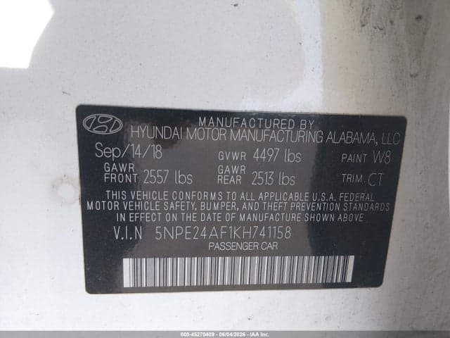 2019 HYUNDAI SONATA SE 9
