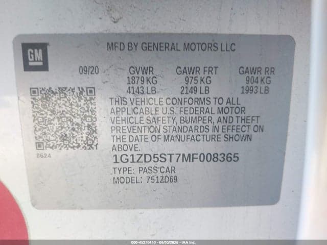 2021 CHEVROLET MALIBU FWD LT 9