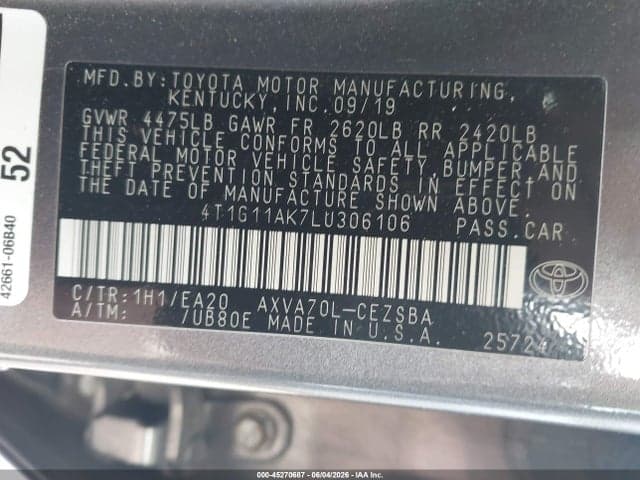 2020 TOYOTA CAMRY SE 9