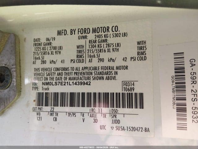 2020 FORD TRANSIT CONNECT XL 9