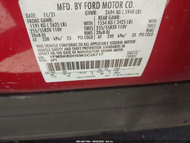 2021 FORD EXPLORER XLT 9