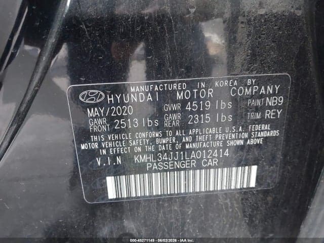 2020 HYUNDAI SONATA HYBRID SEL 9