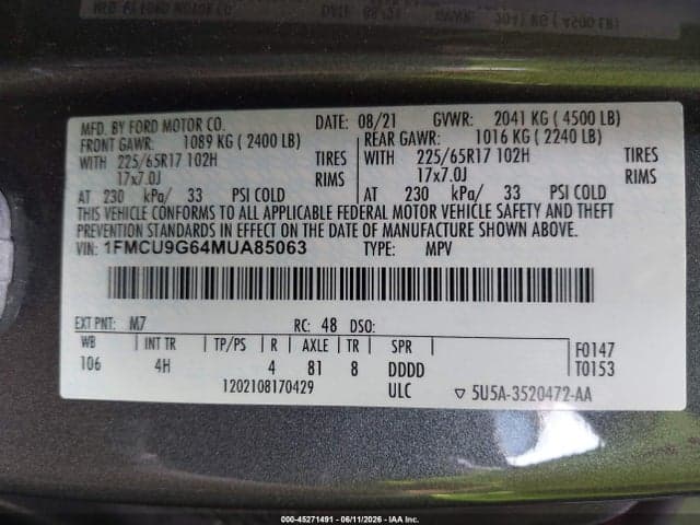 2021 FORD ESCAPE SE 9
