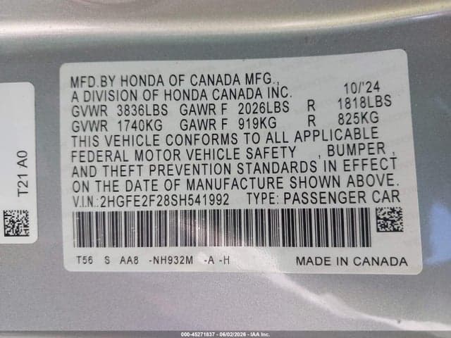 2025 HONDA CIVIC LX 9