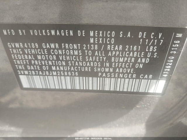 2018 VOLKSWAGEN JETTA 1.4T S 9