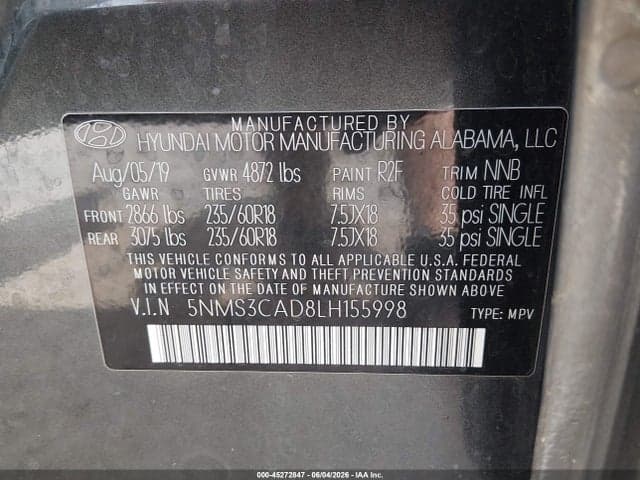 2020 HYUNDAI SANTA FE SEL 9